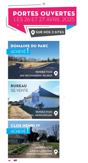 Nos 3 prochaines Portes Ouvertes 26 et 27 avril 2025